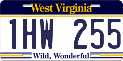 WV license plate 1HW255