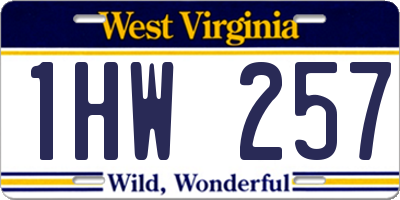 WV license plate 1HW257
