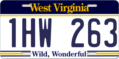 WV license plate 1HW263