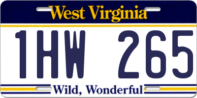 WV license plate 1HW265