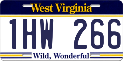 WV license plate 1HW266