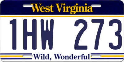 WV license plate 1HW273