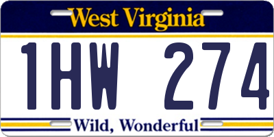 WV license plate 1HW274