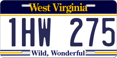 WV license plate 1HW275