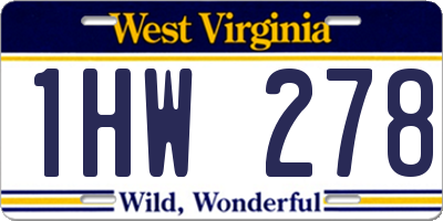 WV license plate 1HW278