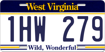 WV license plate 1HW279