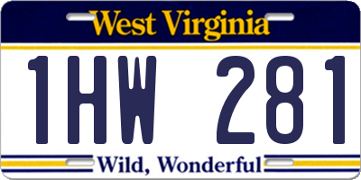 WV license plate 1HW281