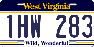 WV license plate 1HW283