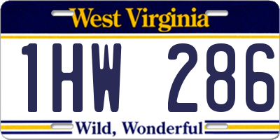 WV license plate 1HW286