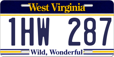 WV license plate 1HW287