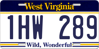 WV license plate 1HW289