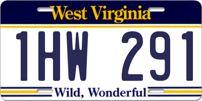 WV license plate 1HW291