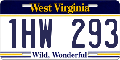 WV license plate 1HW293