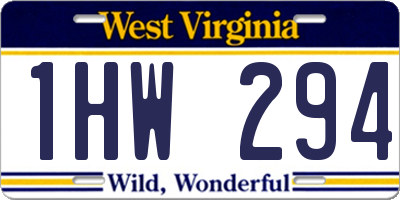 WV license plate 1HW294