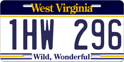 WV license plate 1HW296