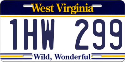 WV license plate 1HW299
