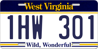 WV license plate 1HW301