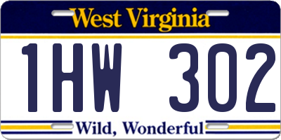 WV license plate 1HW302