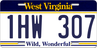 WV license plate 1HW307