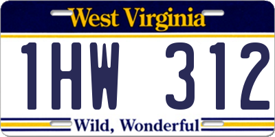 WV license plate 1HW312