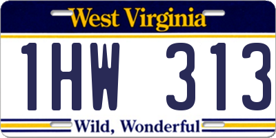 WV license plate 1HW313