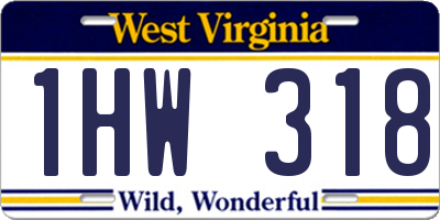WV license plate 1HW318