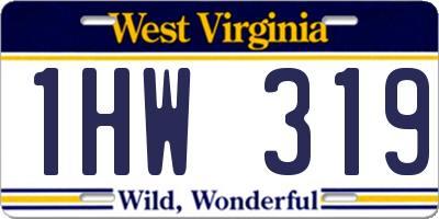 WV license plate 1HW319