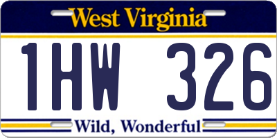 WV license plate 1HW326