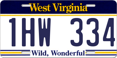 WV license plate 1HW334