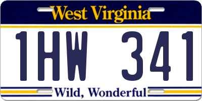 WV license plate 1HW341