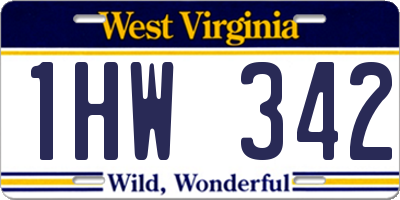 WV license plate 1HW342