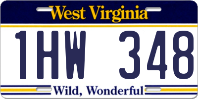 WV license plate 1HW348