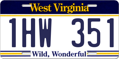 WV license plate 1HW351