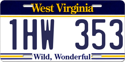 WV license plate 1HW353