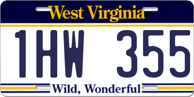 WV license plate 1HW355