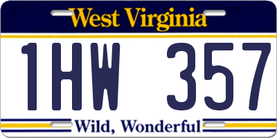 WV license plate 1HW357