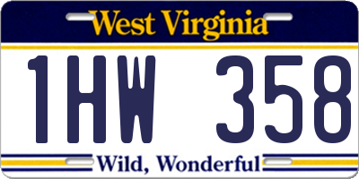 WV license plate 1HW358