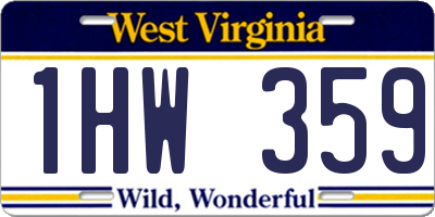 WV license plate 1HW359