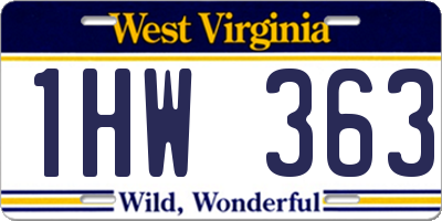 WV license plate 1HW363
