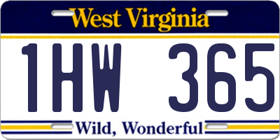 WV license plate 1HW365