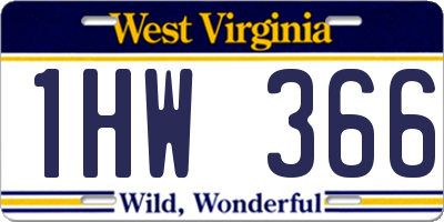 WV license plate 1HW366
