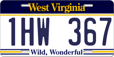 WV license plate 1HW367