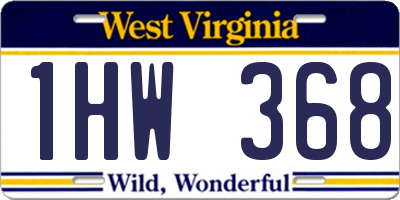 WV license plate 1HW368