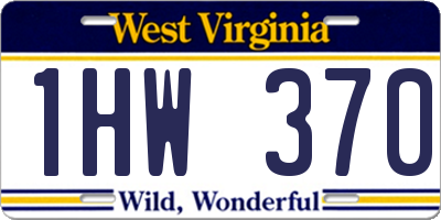 WV license plate 1HW370
