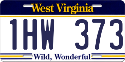 WV license plate 1HW373