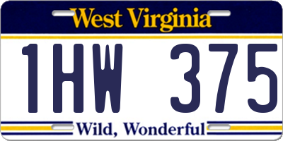 WV license plate 1HW375