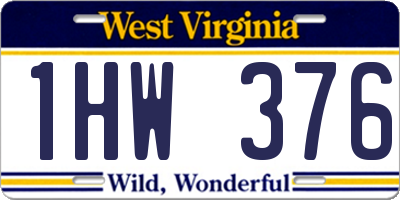 WV license plate 1HW376