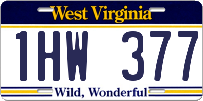 WV license plate 1HW377