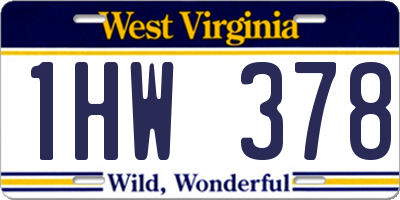 WV license plate 1HW378
