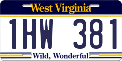 WV license plate 1HW381